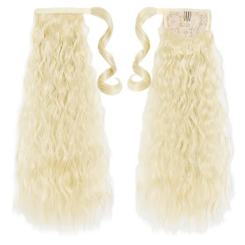 Miniatura 14 de Extensiones de cabello para cola de caballo, extensión de cola de caballo roja de 16 pulgadas, corta, ondulada, rizada, envolvente, cola de caballo