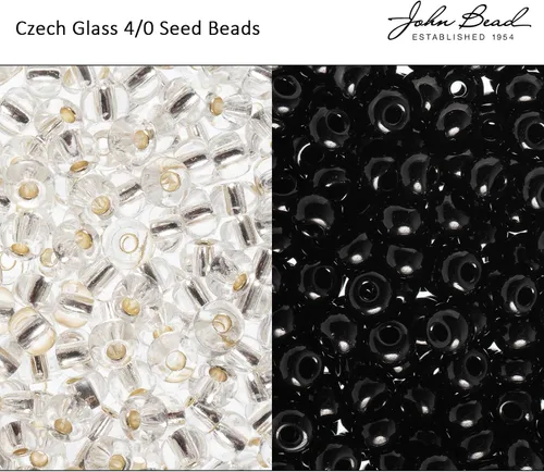 Miniatura 3 de John Bead Cuentas de cristal checo con forro de plata 4/0 para manualidades de joyería, vial de 0.78 oz Forro de cristal plateado