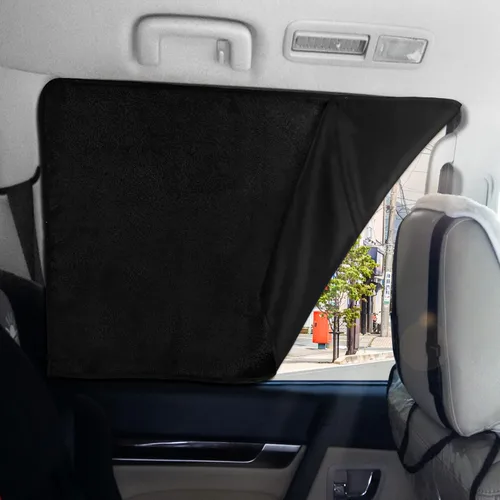 Miniatura 3 de ZATOOTO Cortinas para ventana de automóvil, 2 fundas de protección lateral de seda negra para la parte trasera, parasol magnético de privacidad que