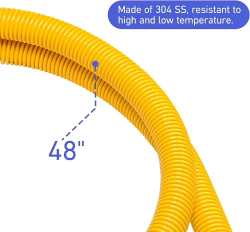 Miniatura 3 de Kit de línea de gas flexible de 48 pulgadas para secadora, estufa, kit de conector de electrodomésticos de gas, manguera de conector de gas
