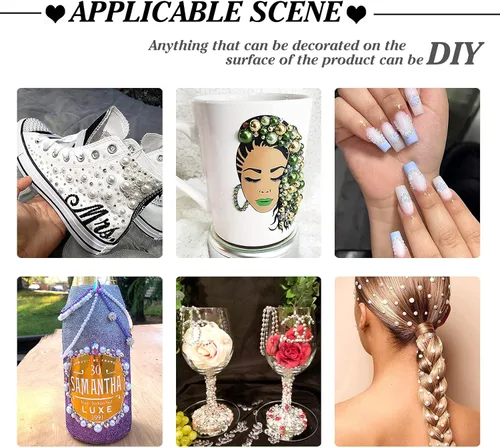 Miniatura 5 de 5600 PIEZAS Medias Perlas Redondas Planas Imitación Perlas para Manualidades, 7 Tamaños para Arte de Uñas DIY, Creación de Joyería, Zapatos, Taza