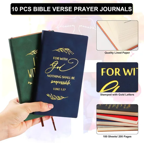 Miniatura 3 de Crtiin 20 cuadernos de notas religiosos a granel con bolígrafo motivacional, versículo bíblico inspirador, diario de oración de cuero, regalos