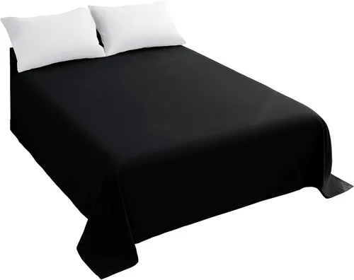 Sfoothome Sábana encimera tamaño Queen, color negro, 1 pieza, calidad de hotel premium, 1 pieza, lujosa y suave de 1500 hilos, sin arrugas,
