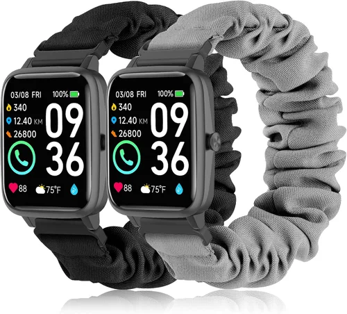 Miniatura 9 de Sunnyson Correas de 0.866 in para reloj inteligente Veryfit IDW13/IDW16/IDW19/IDW26/IDW28, paquete de 2 correas elásticas de tela elástica