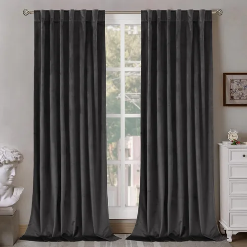 Miniatura 46 de BGment Cortinas de terciopelo rosa polvoriento, 2 paneles de 84 pulgadas, 2 paneles para sala de estar, aislamiento térmico de lujo, reducen
