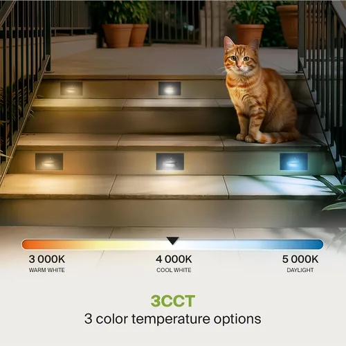 Miniatura 5 de ASD Lámpara LED empotrable para escalones, iluminación para peldaños de escalera exterior del atardecer al amanecer 3CCT, fotocélula, impermeable