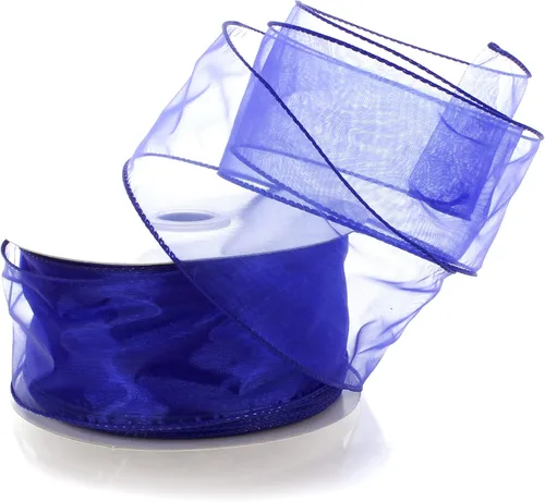 Miniatura 15 de Cinta de organza transparente con alambre de 2.5 pulgadas, color plateado de 10 yardas