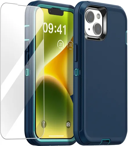Miniatura 20 de AICase Funda para iPhone 14 (6.1 pulgadas) con protector de pantalla de vidrio, protección contra caídas de alta resistencia, cuerpo completo, a