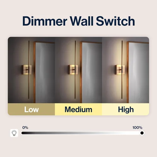 Miniatura 6 de JONATHAN Y Aplique de pared LED integrado de latón dorado de 28 pulgadas, luz de tocador de metal para espejo de baño, dormitorio, pasillo, elegante