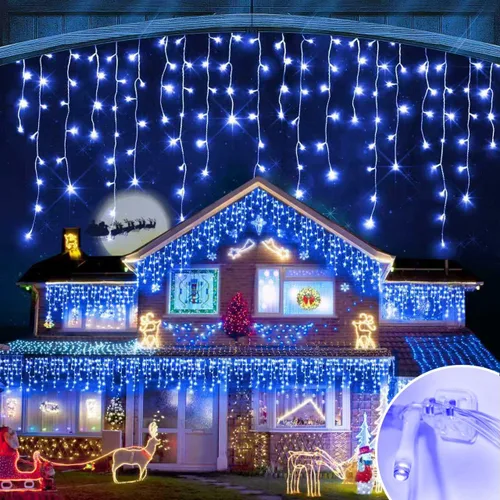 Miniatura 7 de Luces de Halloween para exteriores de 52 pies, 480 luces LED de Halloween moradas y naranjas, 12 modos de iluminación con temporizador de memoria