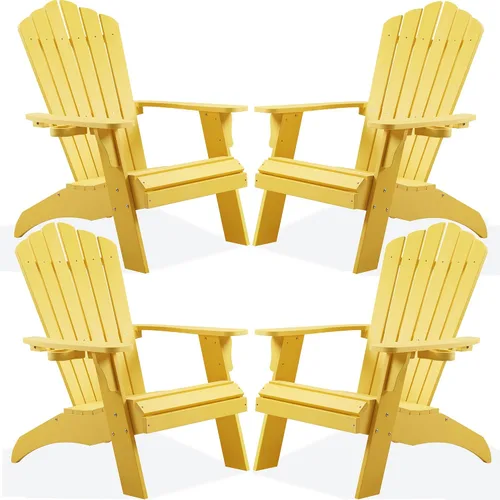 Miniatura 27 de Psilvam Silla Adirondack, silla para hoguera de madera de polietileno de gran tamaño con soporte para tazas, sillas de patio de soporte de 350 Blanco
