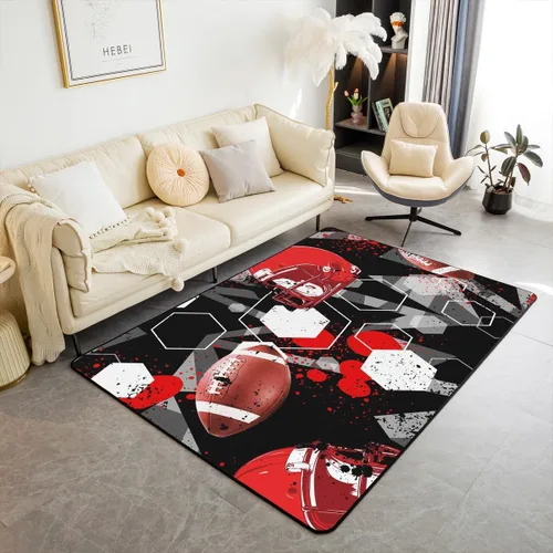 jejeloiu Alfombra de fútbol de 3 x 5 pies, geométrica, para sala de estar, diseño de panal de abeja, alfombra decorativa para fútbol, juegos,