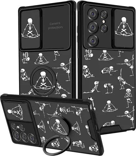 Miniatura 91 de Funda 2 en 1 para Samsung Galaxy Note 10 Plus con diseño de calavera para teléfono con diseño de esqueleto para yoga, fantasma, horror, con cubierta