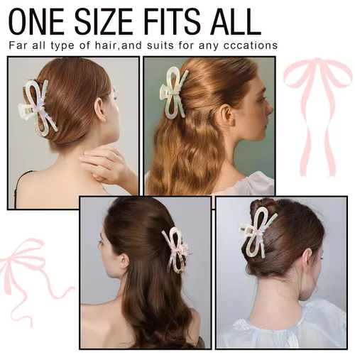 Miniatura 3 de Jayongnee - 3 pinzas para el cabello con lazo para mujer, pinzas antideslizantes para cabello fino o grueso, bonitos accesorios de mariposa