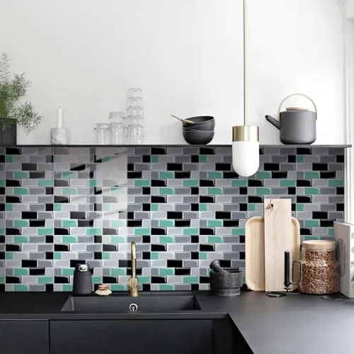 Miniatura 3 de Adhesivos para azulejos decorativos para azulejos de despegar y pegar, despegar y pegar, lámina de azulejos ignífugos, azulejos de cocina, baño, 10