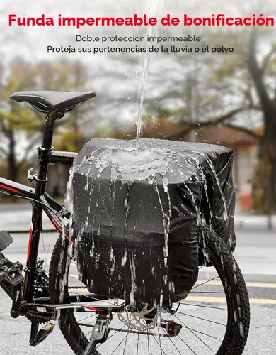 Miniatura 3 de KEMIMOTO - Bolsa para bicicleta alforja con cubierta anti-lluvia, bolsa de sillín de bicicleta impermeable de 34L para almacenamiento de bolsas