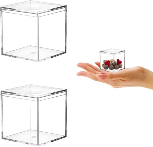 Miniatura 9 de KissYou Caja de Acrílico Transparente Caja de Exhibición con Tapa Cubo Cuadrado de Plástico Contenedores Transparentes Caja de Almacenamiento