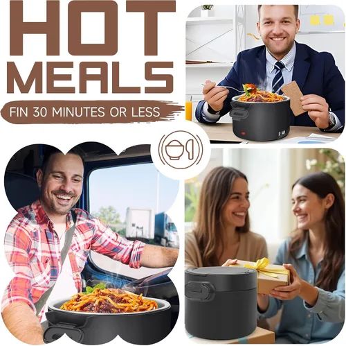 Miniatura 2 de Lonchera eléctrica para hombres, 1L/34oz 100W calentador de alimentos portátil a prueba de fugas calentador de alimentos para adultos 12V/24V/110V