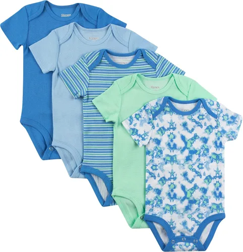 Hanes - Bodis para bebés, Ultimate Flexy de manga corta, unisex, paquete de 5 unidades