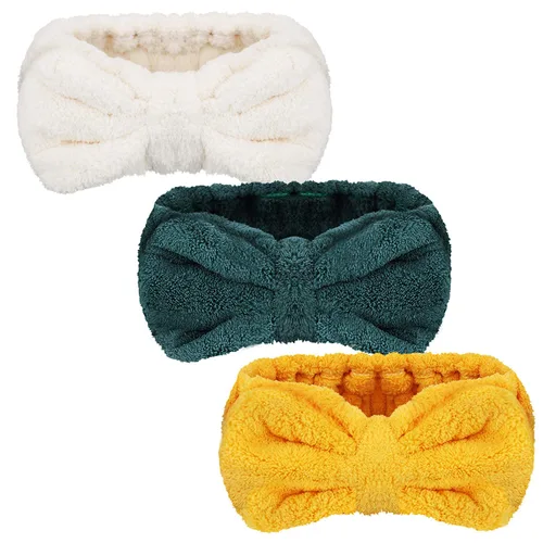 Miniatura 11 de Diadema de toalla de 3 piezas para mujer, diadema de maquillaje para lavar la cara, maquillaje de spa, diadema de microfibra con lazo para la ducha