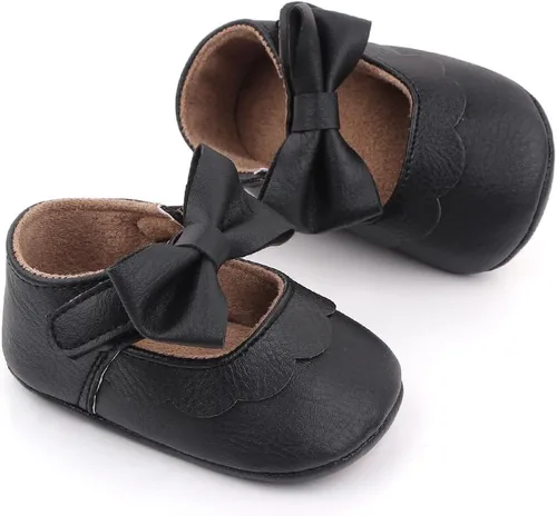 Miniatura 3 de Infant Baby Girls Mary Jane Shoes Non-Slip Rubber Sole Ballet Slippers Princess Dress Wedding Shoes Newborn Crib Shoes