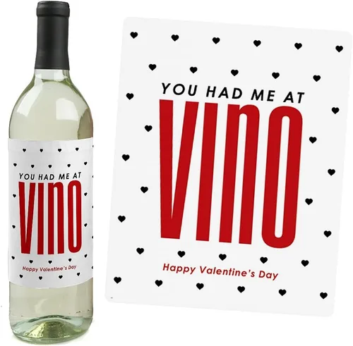 Miniatura 2 de Big Dot of Happiness - Día de San Valentín - Regalo para mujeres y hombres - Etiquetas adhesivas para botellas de vino - Juego de 4