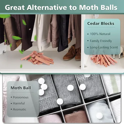 Miniatura 3 de UNIVIVO 50 PIEZAS Bloques de Cedro para Almacenamiento de Ropa, 100% Palitos de Cedro Rojo Aromático para Closet, Guardarropa, Cajones