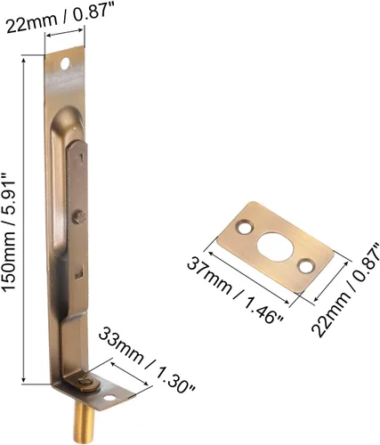 Miniatura 2 de uxcell Perno empotrado, puerta de acero inoxidable de 6 pulgadas, pestillo de bloqueo deslizante oculto para puertas compuestas de madera, puertas