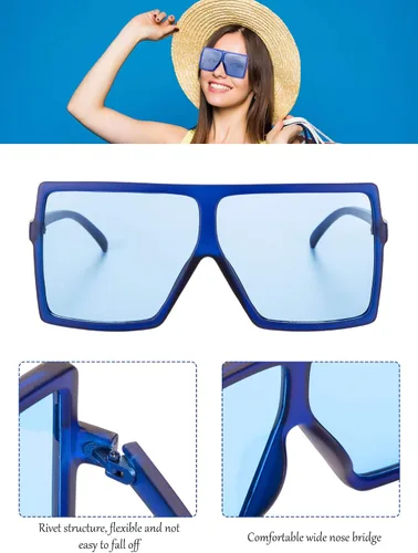 Miniatura 3 de Frienda 14 pares de lentes de sol cuadrados de gran tamaño con parte superior plana de gran tamaño para mujer Como se muestra en la imagen