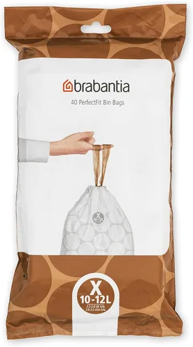 Miniatura 28 de Bolsas de basura Brabantia PerfectFit (Tamaño M/16 Gal) Bolsas gruesas de plástico para caneca de basura con asas de cordón (40 bolsas)