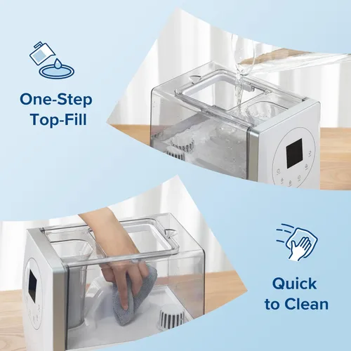 Miniatura 11 de LEVOIT Humidificadores evaporativos para dormitorio de bebé, filtros dobles de aire y agua, sensor separado, sin luz azul para luz nocturna de Blanco