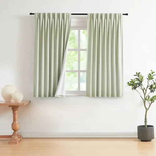 Miniatura 66 de Vision Home Cortinas marrones con pliegues pinzados de bloqueo total, cortinas de ventana de lino mezclado para oscurecimiento de la habitación, 95