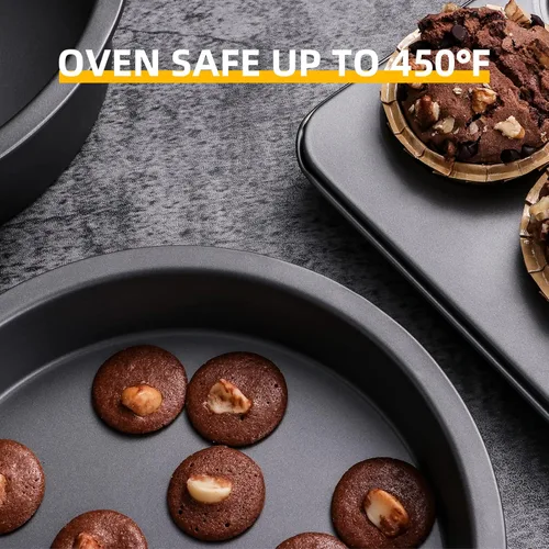 Miniatura 7 de HONGBAKE Molde redondo para hornear pasteles, 8 pulgadas, moldes para galletas poco profundos, moldes para pasteles en capas con agarres más anchos