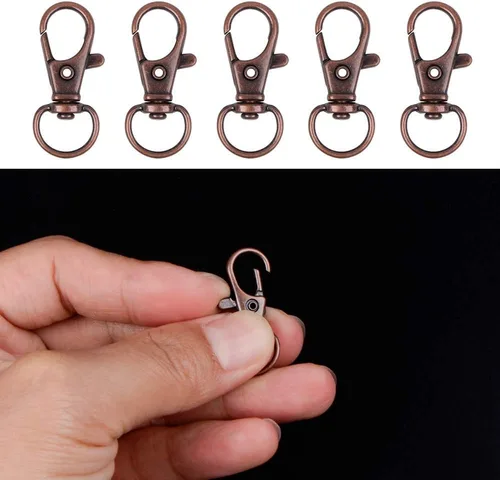Miniatura 4 de HXSEMAYIG 100 piezas de ganchos para llavero con anillos de llavero, cierres de langosta giratorios de metal, para clip de llavero, manualidades