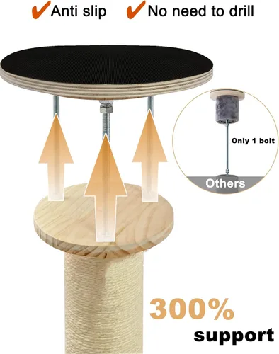 Miniatura 7 de Árboles para gatos de piso a techo para gatitos y gatos grandes con cuerda natural, árbol alto para gatos hasta el techo, altura ajustable de 82-112