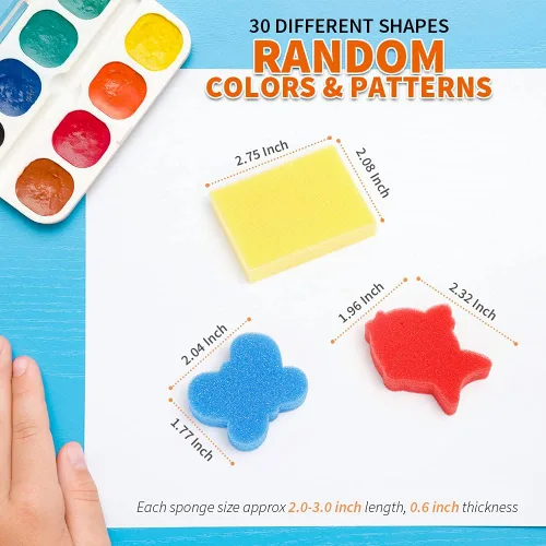 Miniatura 2 de LEOBRO 30 esponjas para pintar, aplicadores de pintura de esponja de forma, esponjas de pintura para manualidades, sellos de esponja de espuma