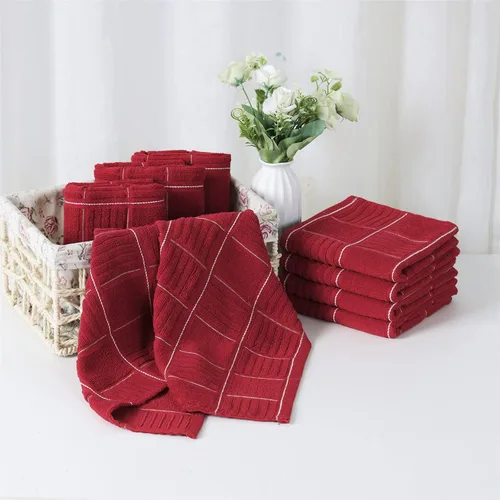 Miniatura 7 de Glynniss Juego de toallas y paños de cocina rojos, juego de paños de cocina y trapos para lavar platos, limpiar y secar, paquete de 8 (rojo)