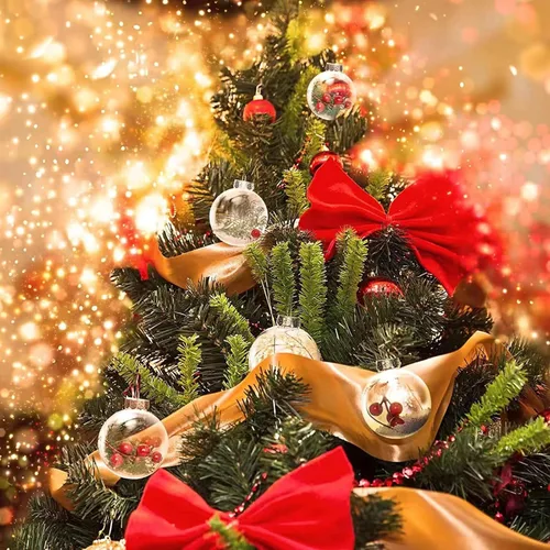 Miniatura 4 de Neioaas Bolas de Plástico Transparente Colgante - Juego de 12 Bolas Decorativas de Navidad DIY, Bolas Rellenables de Plástico Transparente DIY