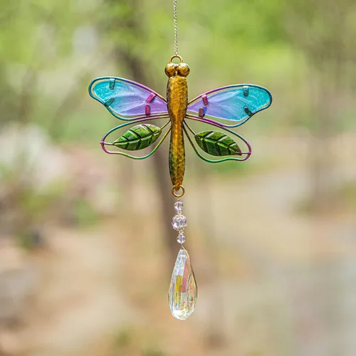 Miniatura 3 de WEISIPU Atrapasoles de cristal para ventanas – Prismas de bola de cristal de libélula, adorno de cristales colgantes para el hogar, jardín, oficina