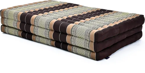 Miniatura 21 de Leewadee - Colchón tailandés plegable grande, 82 x 46 x 3 pulgadas, cama de invitados, cama triple plegable, cojín de masaje tailandés TV asiento