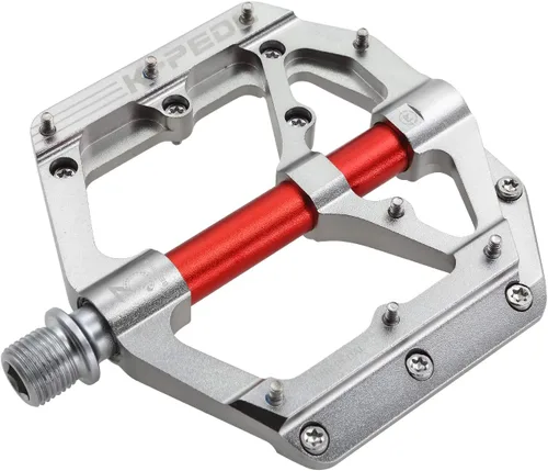 Miniatura 10 de Pedales de bicicleta de aleación de aluminio de 9/16" MTB Plataforma ancha plana antideslizante con 3 rodamientos para bicicletas de montaña