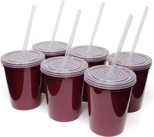 Miniatura 22 de Rolling Sands Vasos de plástico reutilizables para estadios con tapas, paquete de 6, vasos y tapas fabricados en Estados Unidos, incluye 6 popotes