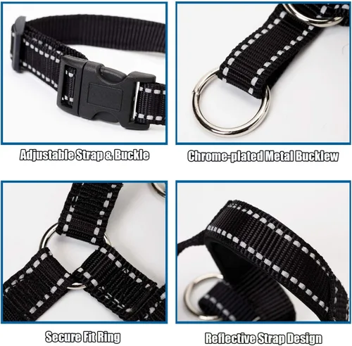 Miniatura 7 de Collar de cabeza de perro con tela reflectante, arnés ajustable para cabeza de perro para evitar tirones para perros pequeños, medianos y grandes