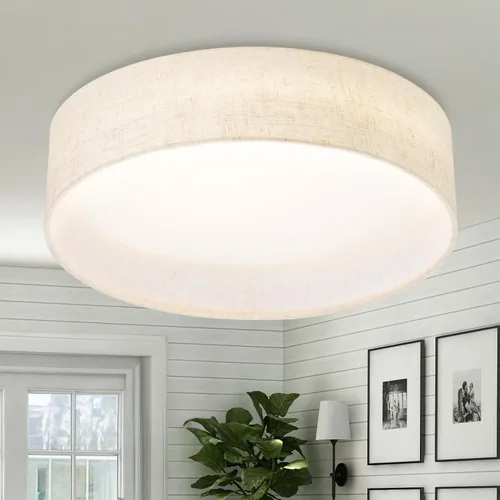 Miniatura 9 de Hamilyeah Lámpara de techo de montaje empotrado de 24W, lámpara de techo LED regulable con pantalla de tela beige de 5CCT, lámpara de techo