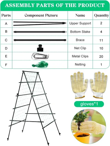 Miniatura 2 de Kalolary - Enrejado de jardín de 6 x 3 pies para plantas trepadoras, enrejado de cultivo de pepino de jardín con marco A a prueba de óxido, soporte