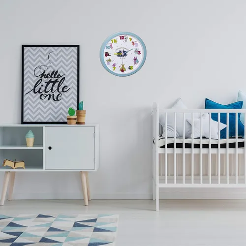 Miniatura 2 de TFA Dostmann - Reloj de pared para niños, 60.3051.20, sin tictac, fácil de aprender la hora, funciona con pilas, color turquesa