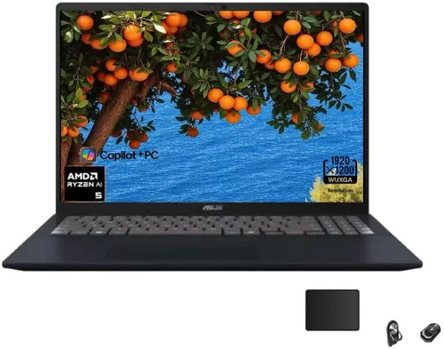 ASUS Portátil Vivobook 16, pantalla LED FHD IPS de 16 pulgadas (1920 x 1200), AMD Ryzen AI 5 330, Copilot+ PC, 16 GB DDR5 RAM, 1 TB SSD, HDMI, azul
