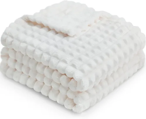Miniatura 14 de HOMRITAR Manta de franela de forro polar mullida para bebé, jacquard 3D, manta de cama de felpa suave y cálida para decoración del hogar, manta