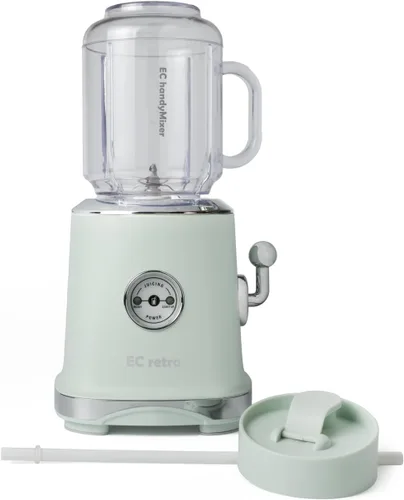 ECretro - Mezclador retro para licuadores de batidos, exprimidor de encimera con taza y tapa de viaje sin BPA de 20 onzas, 300 W, 2 velocidades para