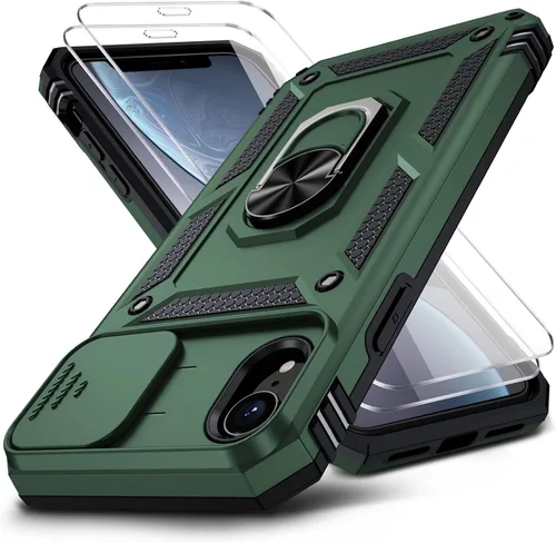 Miniatura 10 de Funda para iPhone XR, Funda para Teléfono iPhone XR con 2X Protectores de Pantalla HD + Cubierta Deslizante para Cámara, [Grado Militar] Funda